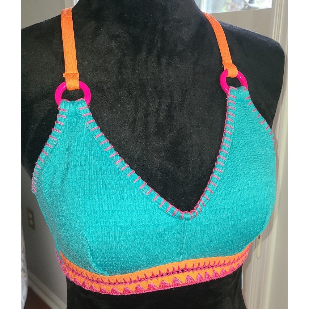 Nwt Cupshe V Neck Crisscross Tie O Ring Spaghetti Strap Bikini Top Women, Med